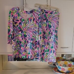 Lilly Pulitzer Multicolor Abstract Shirt And Skirt